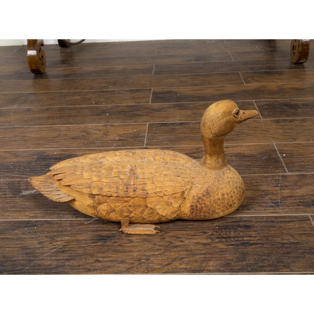 English Victorian 19th Century Carved Wooden Duck with Detailed Plumage For Sale - Image 9 of 12