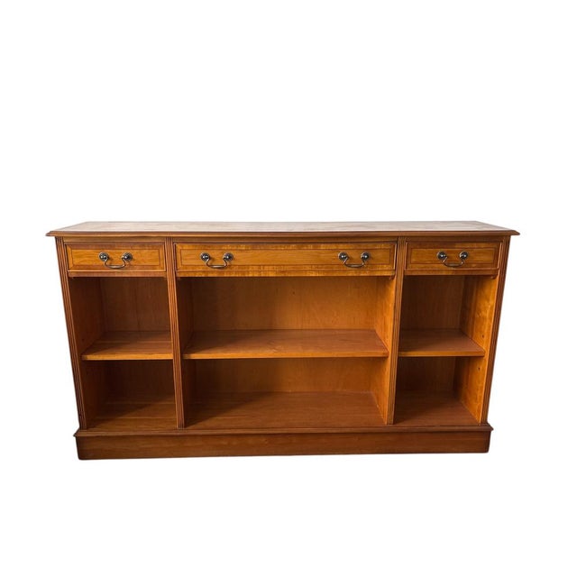 Vintage English Yew Wood Low Bookcase or Sideboard For Sale - Image 5 of 7