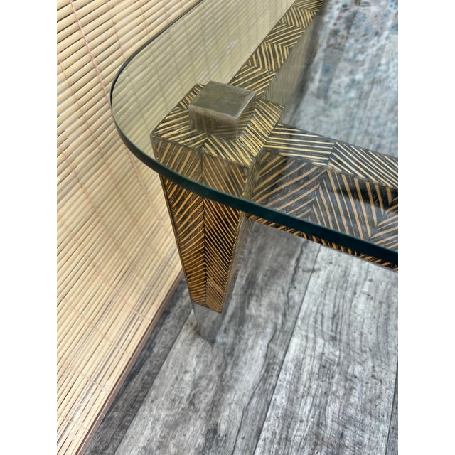Postmodern Coco Wood Glas Top Coffee Table by Robb & Stucky. Circa 1990s For Sale - Image 9 of 12