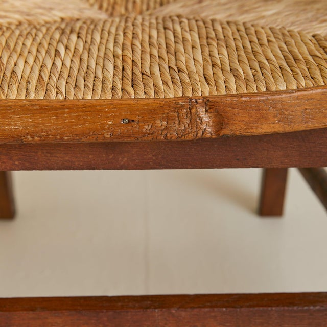 French Wood + Rush Armchair, 1940s For Sale - Image 17 of 18