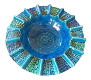 1950s Mid-Century Modern Aldo Londi Blue Ceramic Ashtray
