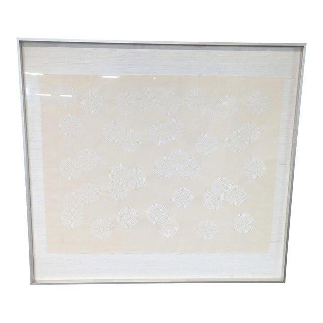 Framed Asian Ink on Silk – Minimalist Radial Pattern Composition (Abstract Circles) For Sale