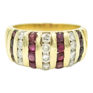 Ruby and Diamond Yellow Gold Dome Ring size 7.5