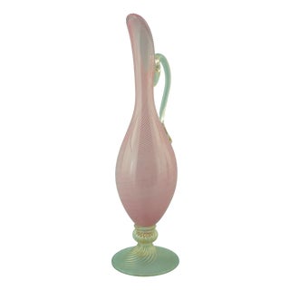 Murano Zanfirico Glass Jug Vase attributed to Poli For Sale