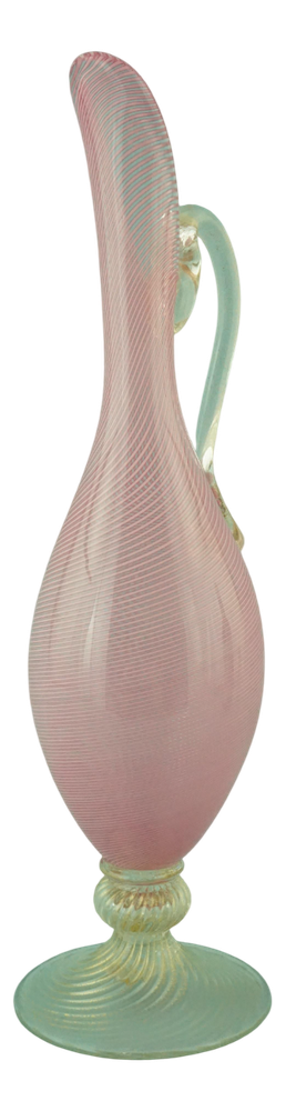 Murano Zanfirico Glass Jug Vase attributed to Poli
