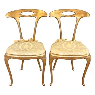 Mid-Century Italian Palladio Gilt Metal Chairs - A Pair For Sale