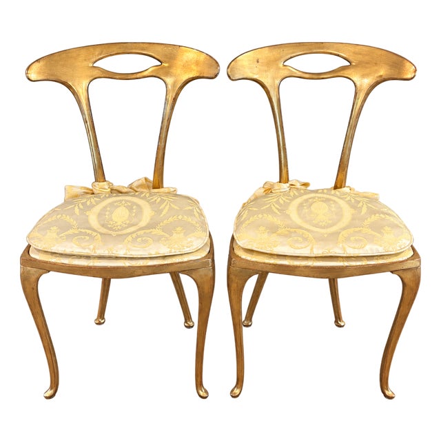 Mid-Century Italian Palladio Gilt Metal Chairs - A Pair For Sale