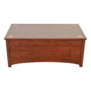 Stickley Harvey Ellis Collection Arts & Crafts Inlaid Cherry Wood Coffee Table For Sale
