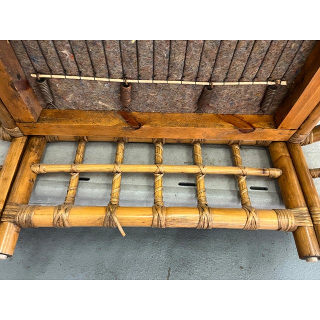 Vintage 1970s Rattan Club Chair With Updated Upholstery For Sale - Image 10 of 11