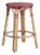 Tobias 24 in. Seat Height Round Rattan Backless Counter Stool, Red/White Dot/ Natural Rattan Frame For Sale