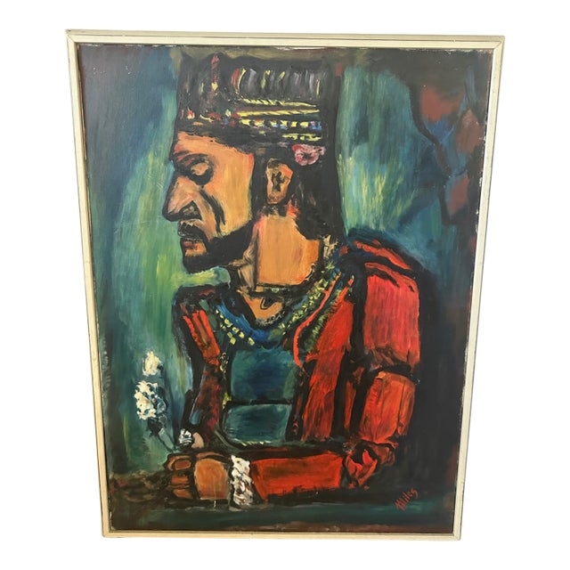 French Oil Painting "The Old King" For Sale