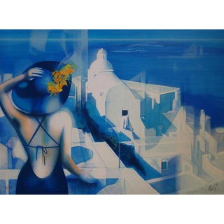 Jean-Baptiste Valadie, White Light on Santorini, Original Lithograph For Sale