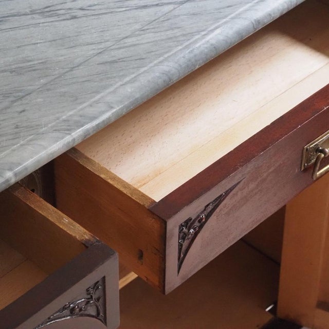 Antique Gründerzeit Sideboard with Grey-White Marble Top, 1900s For Sale - Image 12 of 17