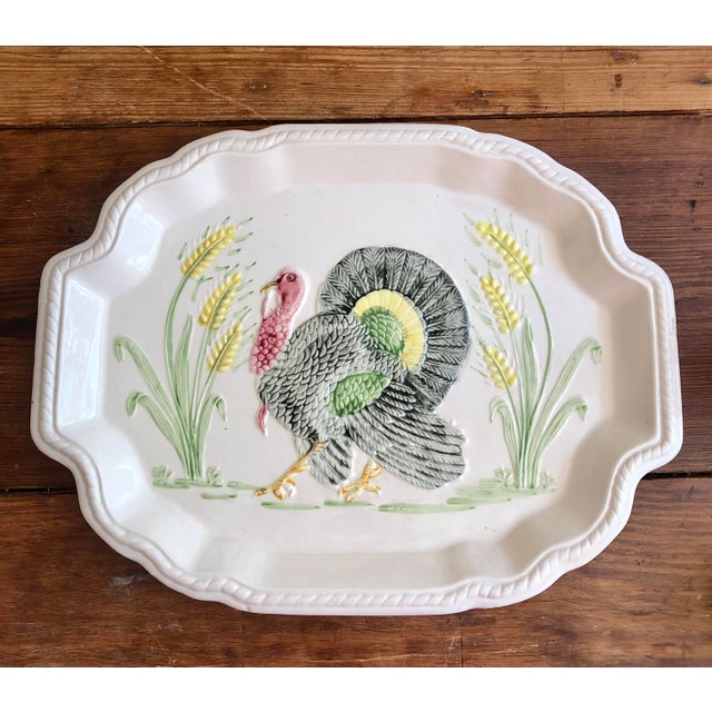 Mid-Century Modern California Pottery Turkey Platter Thanksgiving For Sale - Image 3 of 15