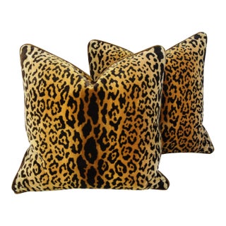 Scalamandre Leopardo/Leopard Feather/Down Pillows 24" Square - Pair For Sale