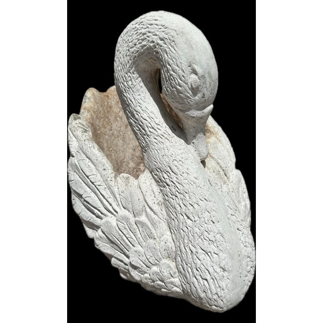 Hollywood Regency Vintage Reconstituted Large Stone Swan Planter For Sale - Image 4 of 11