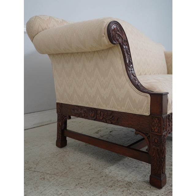 1980s Georgian Nicely Carved Mahogany Upholstered Loveseat For Sale - Image 5 of 18