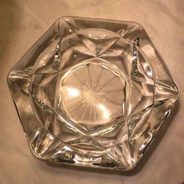 Vintage Cut Glass Ashtray With Sun Burst Pattern For Sale - Image 9 of 9