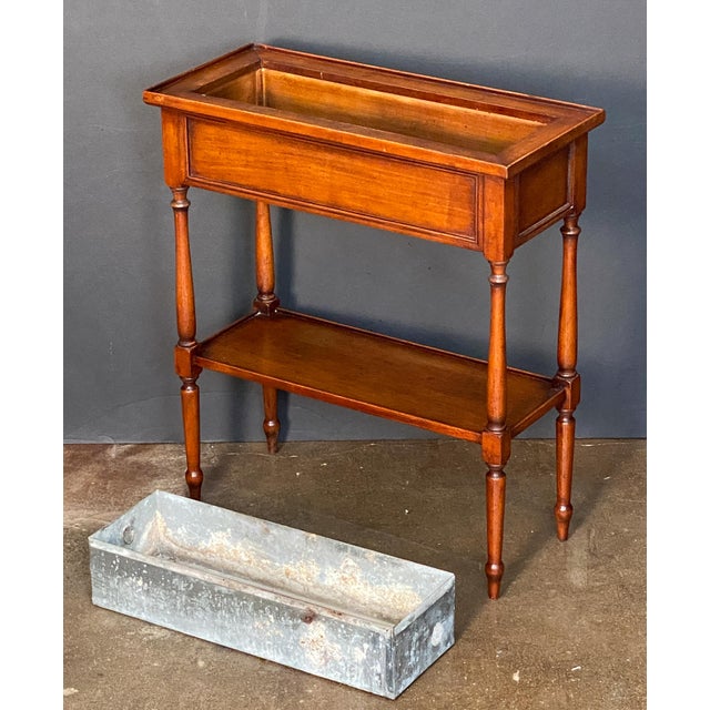 Wood French Standing Console Planter or Trough of Mahogany With Metal Liner For Sale - Image 7 of 12