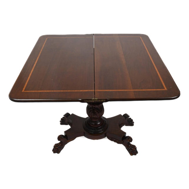 1890s American Mahogany Ball and Claw Flip-Top Gaming Card Table For Sale