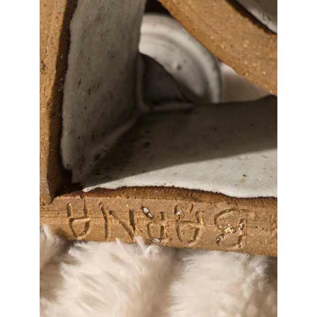 Brutalist Mid Century Stoneware and Turquoise Candelabra For Sale - Image 3 of 13