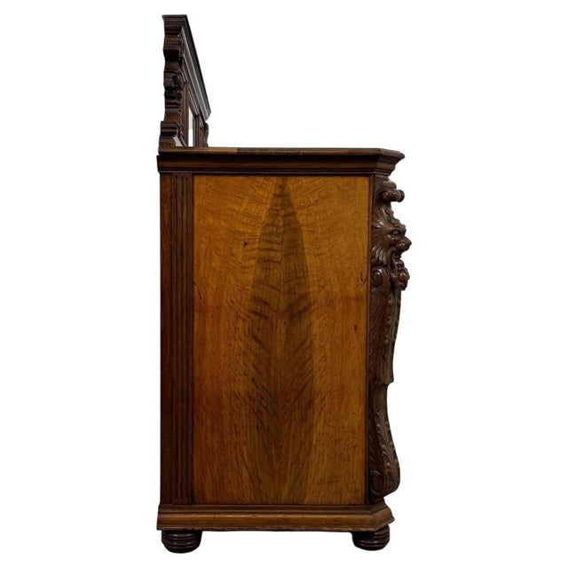 Wood 19th Century English Pollard Oak Sideboard with Bevelled Mirror For Sale - Image 7 of 15