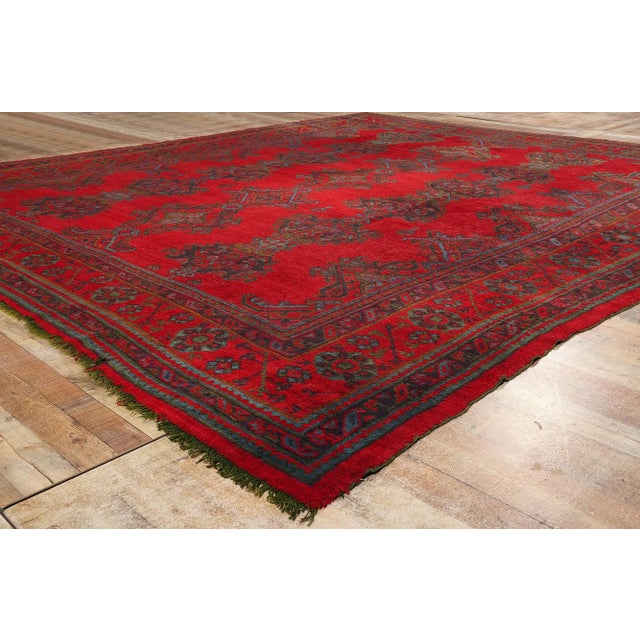 Textile Antique Red Turkish Oushak Rug - 11'08 X 13'06 For Sale - Image 7 of 9