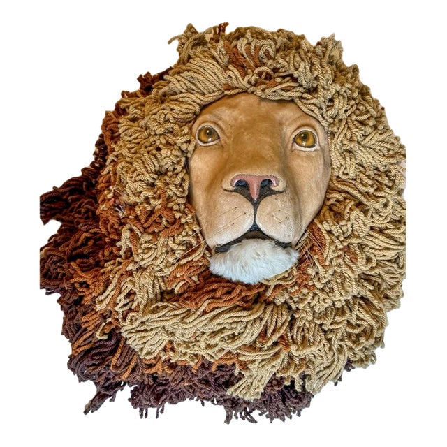 Vintage Faux Lion Head Taxidermy Wall Decor For Sale