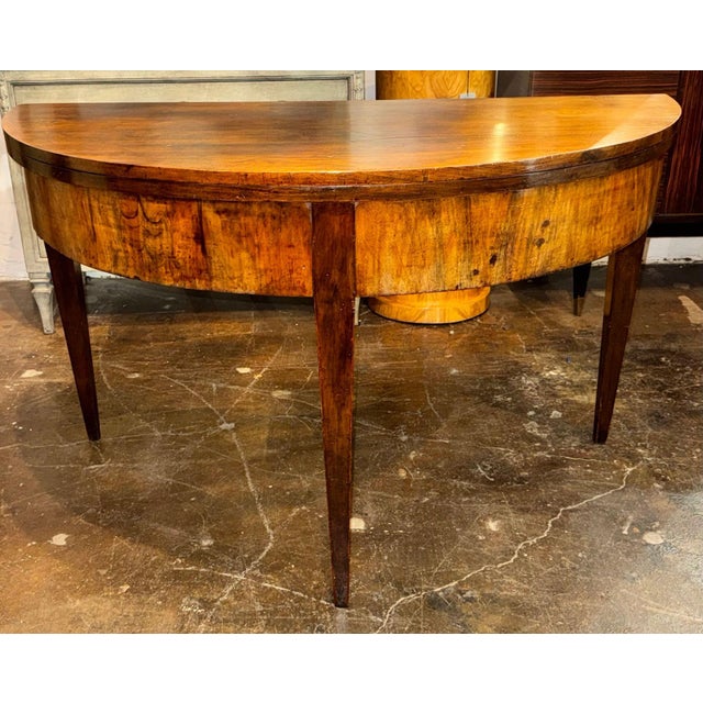 19th C. Italian Walnut Demi-Lune Center Table For Sale - Image 9 of 9