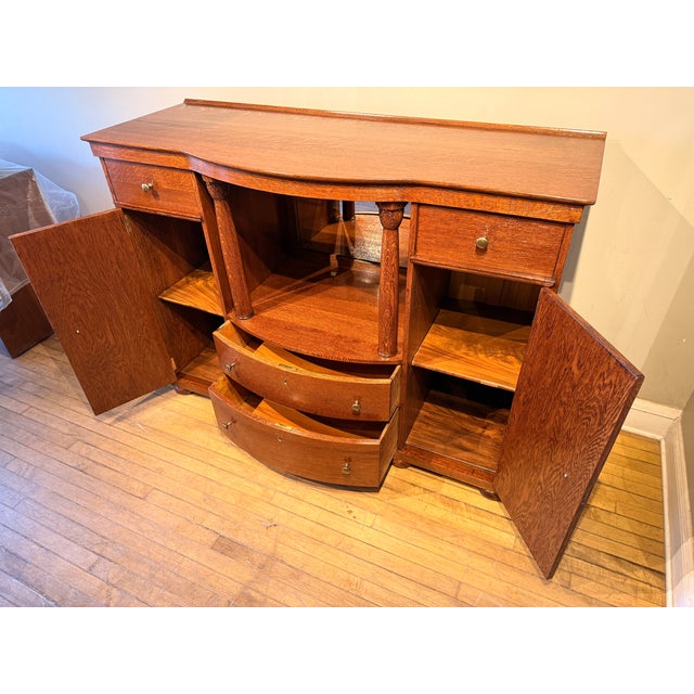 Antique Oak Sideboard Buffet / Bar For Sale In Chicago - Image 6 of 8