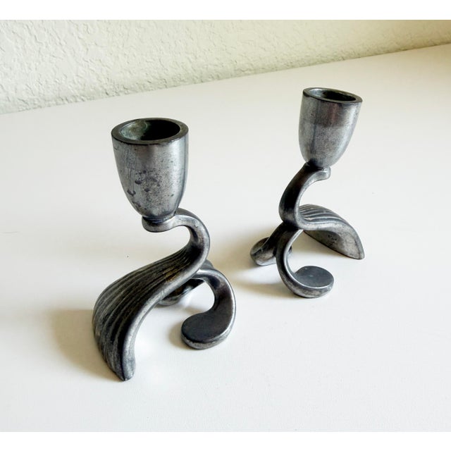 1930s 1930s Just Andersen Pewter Candlesticks, Denmark For Sale - Image 5 of 7