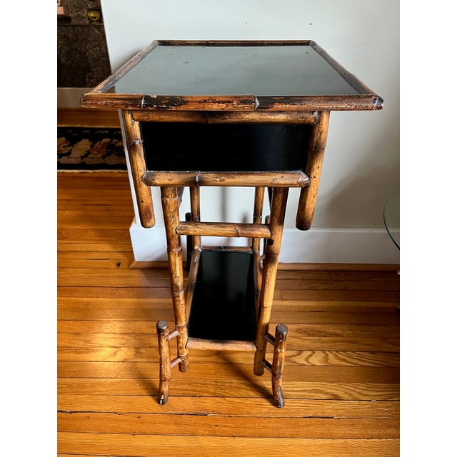 Aesthetic Movement Bamboo and Lacquer Early 20th Century Side Table For Sale - Image 10 of 12
