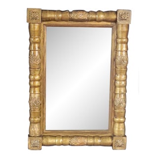Antique 19th Century American Federal Gilded Wall Mirror Gold Wood Small Mirror For Sale