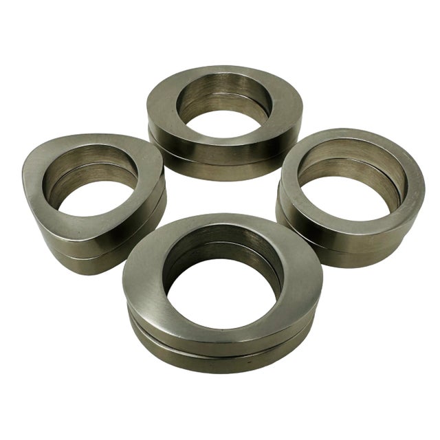 Vintage Pottery Barn Solid Stainless Steel Napkin Rings a Set of 8 For Sale In Tampa - Image 6 of 11