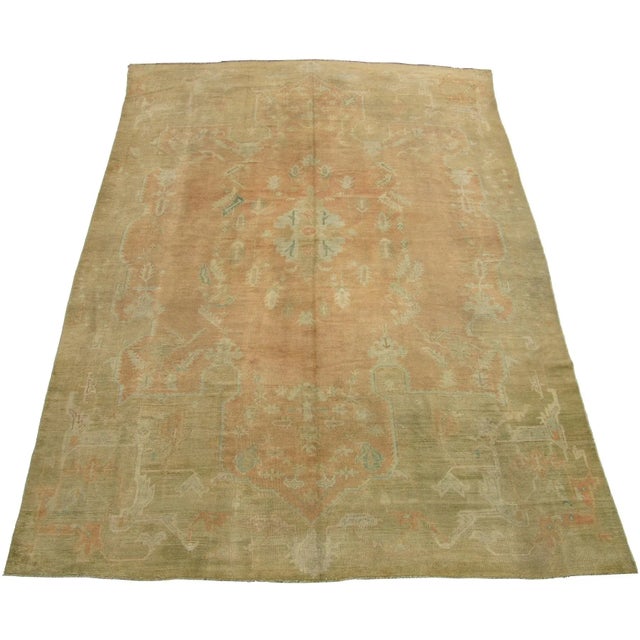 Mid 20th Century 20th Century Vintage Tribal Oushak Rug 15'0'' X 10'5'' For Sale - Image 5 of 5