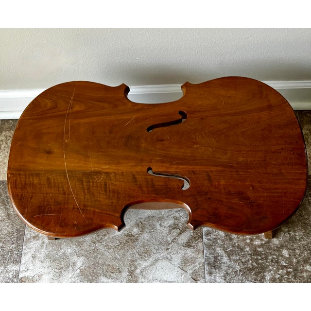 Wood Vintage 1976 Amana Furniture Solid Walnut Violin-Shaped Hearth Bench / Footstool For Sale - Image 7 of 18