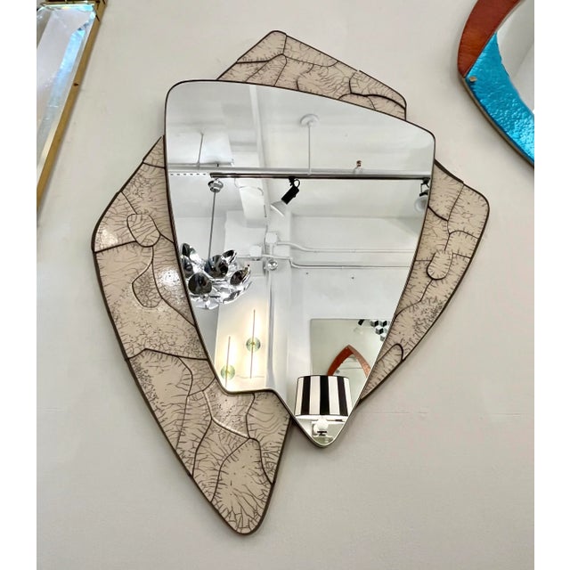 Contemporary 2020s Italian Deconstructed Japanese Style Rose Beige Ceramic Bronze Mirror Sculpture For Sale - Image 3 of 12