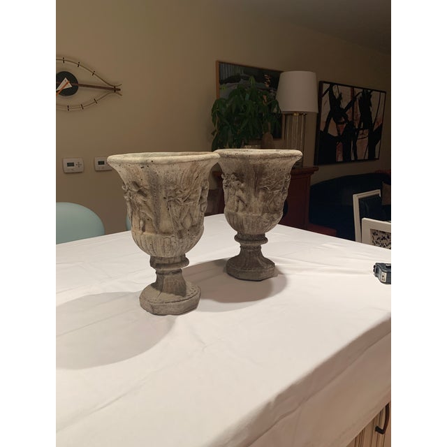 Antique Cast Stone Garden Urns - a Pair For Sale - Image 13 of 13