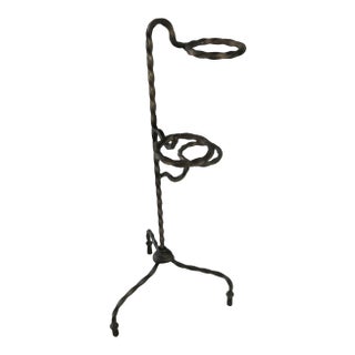 1960s Hollywood Regency Italian Style Tassel Feet Hand Forged Plant Stand For Sale