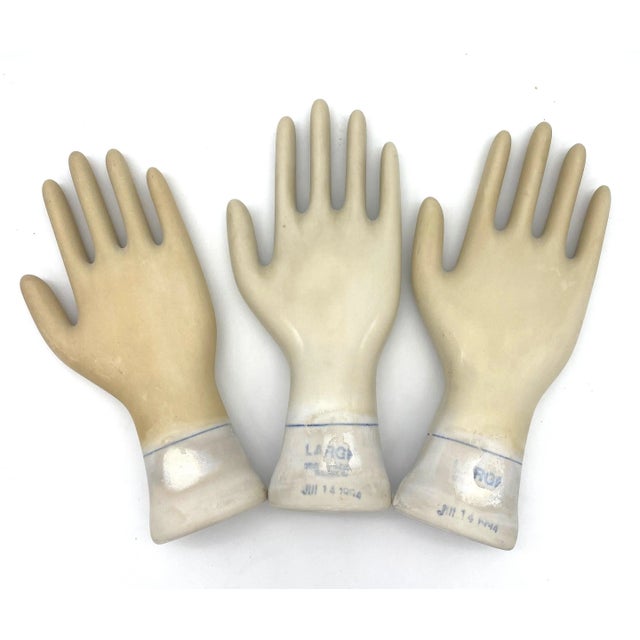 Ceramic Set of Three Vintage American Industrial Figural Porcelain Glove Molds For Sale - Image 7 of 11