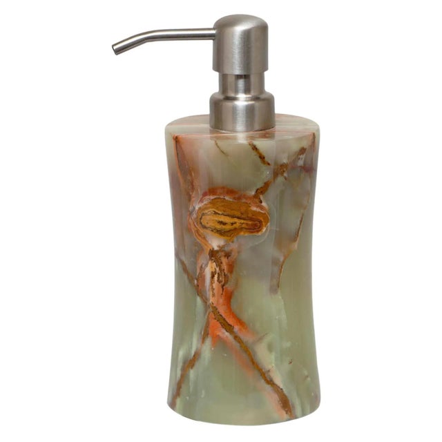 A Vinca Collection Whirl Green Onyx Soap Dispenser.