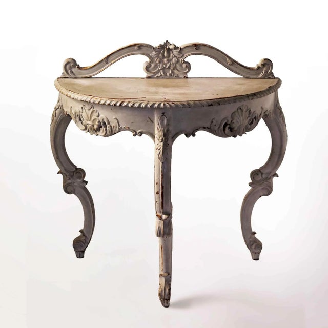 European Demilune Tables - Antique, French Gray - A Pair For Sale - Image 4 of 8