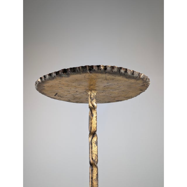 Mid-Century Modern Side Table for Drinks in Gilded Wrought Iron and Glass, Spain, 1950s For Sale - Image 4 of 12