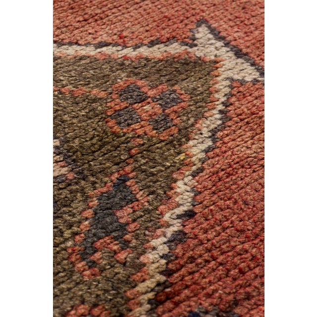 Vintage Circa 1940 Orange Turkish Oushak Kelleh Hand Knotted Wool Runner 5ft 6in X 12ft 2in For Sale - Image 11 of 18