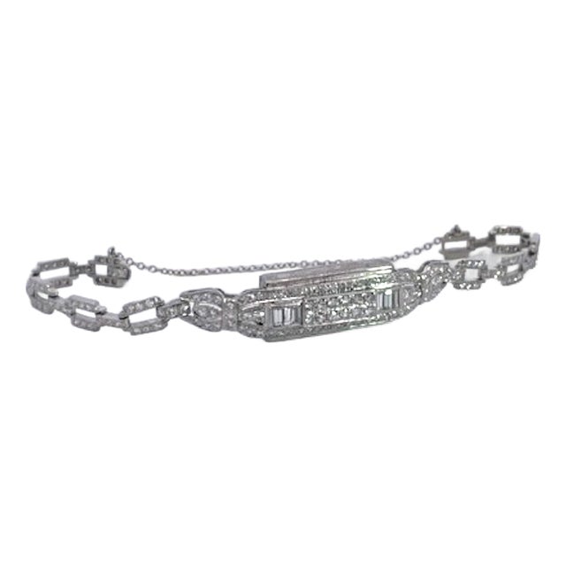 Art Deco Platinum Bracelet 2.00 Carats Circa 1920 7.25" For Sale