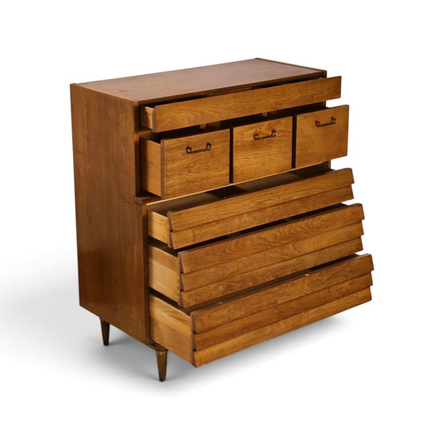 1960s Merton Gershun for American of Martinsville Dania Vintage Mid Century Modern Highboy Dresser C. 1960s For Sale - Image 5 of 14