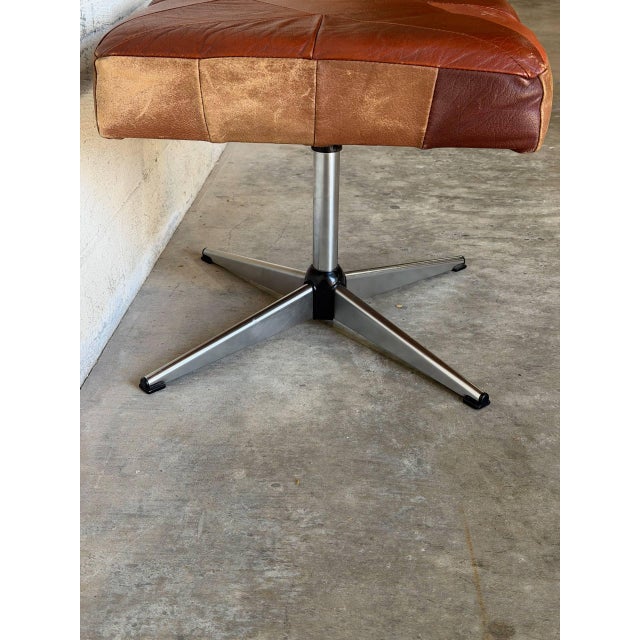 Square Brown Leather Ottoman With Chrome Base Vintage Mid-Century Modern 1970s For Sale - Image 10 of 10