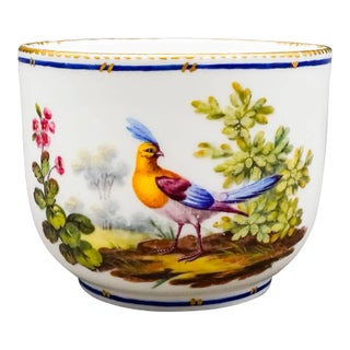 Sevres Francois Joseph Aloncle Hand Painted Birds Open Sugar Bowl Cup, Circa 1772 For Sale