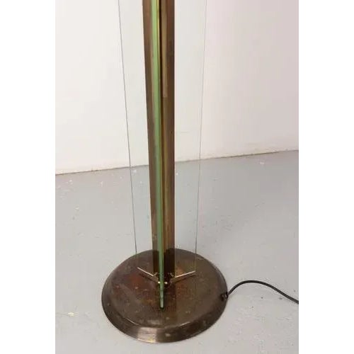 Gold Vintage French Brass and Glass Floor Lamp, 1980s For Sale - Image 8 of 12