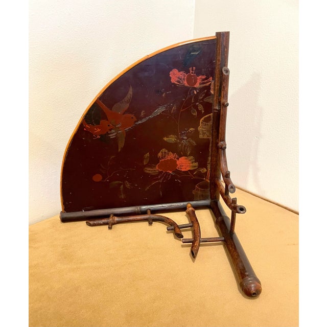 Early 20th Century Asian Chinoiserie Burnt Bamboo Painted Corner Shelf For Sale - Image 5 of 12